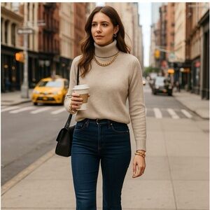 Elegant veronica beard small Cream Turtleneck Sweater veuc